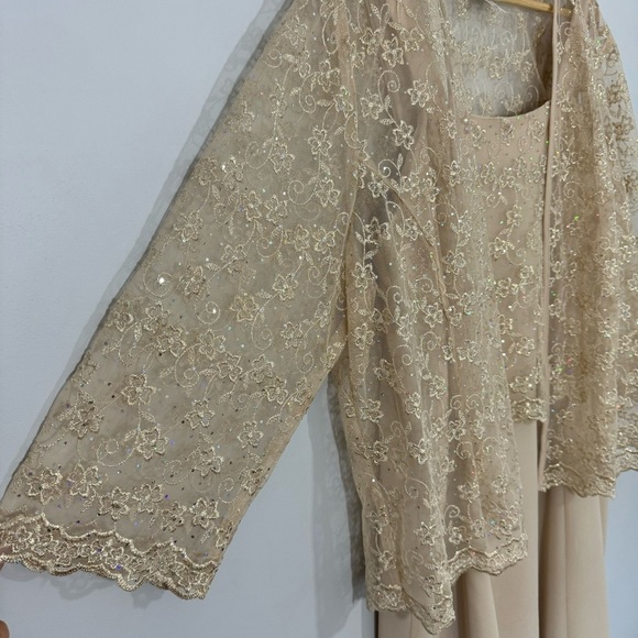 Sally USA Mother of the Bride Dress + Jacket Sz 4X Gold Lace Sparkle Formal EUC - Picture 11 of 16